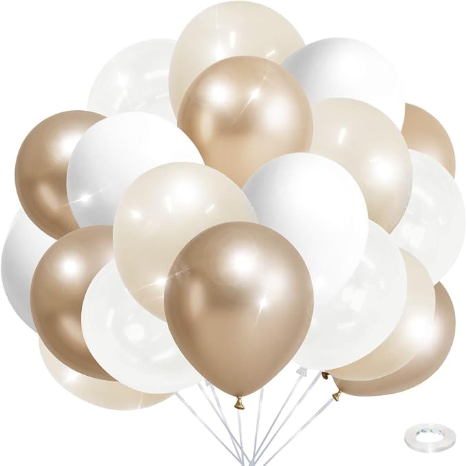 Champagne Gold and Ivory White Balloons Engagement Party Decorations- 34Pcs by Kiwayo