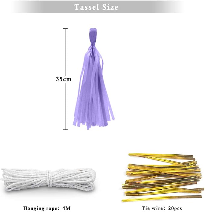 14in 21pcs Rainbow Paper Tassel DIY Hanging paper decorations Party Garland - Image 2