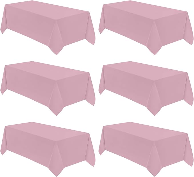 VidaFete Tablecloth 6 Pack 90 * 156inch Rectangle Table Cloth Polyester, Stain Wrinkle Resistant Polyester Dining Table Cover for Kitchen Dinning Party Wedding Rectangular Buffet Decoration(Pink)