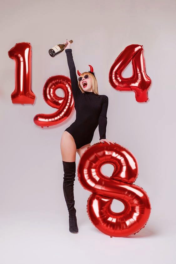 Red 8 Balloon - Number Balloon 40 Inch, 8th Red Birthday Decorations | Large - Image 3