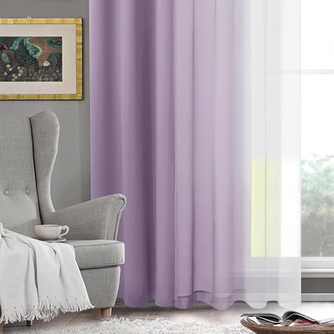 DWCN Faux Linen Ombre Sheer Curtains - Image 5