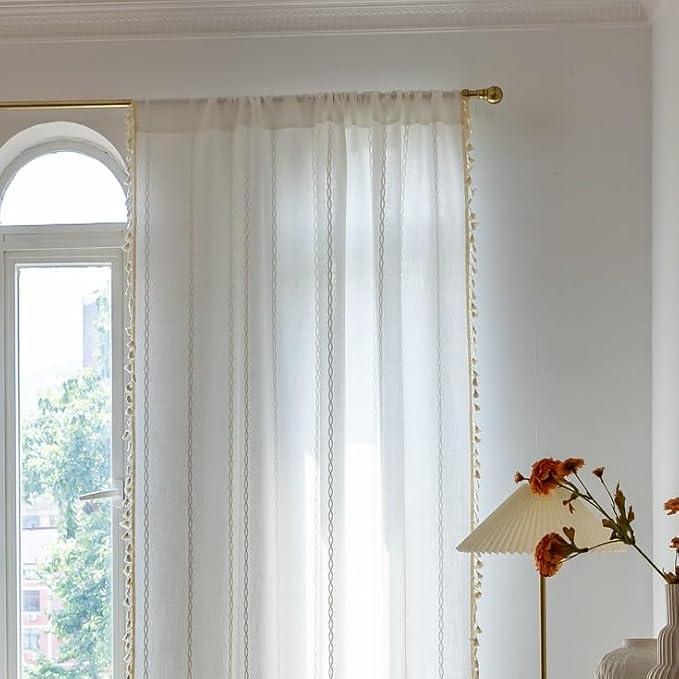 Sutuo Home Boho Curtains for Bedroom 84 Inch Length, Light Filtering Country - Image 3
