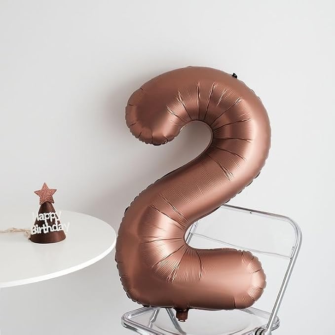 40 Inch Number 2 Balloon, Coffee Brown Birthday Decorations - Image 2
