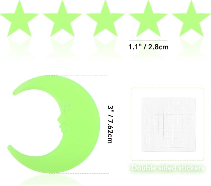 100 Stars and 1 Moon Glow in The Dark Luminous Fluorescent 3D Plastic Glow - Image 4