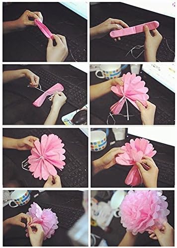 10pcs White Tissue Hanging Paper Pom-poms, Hmxpls Flower Ball Wedding Party - Image 7