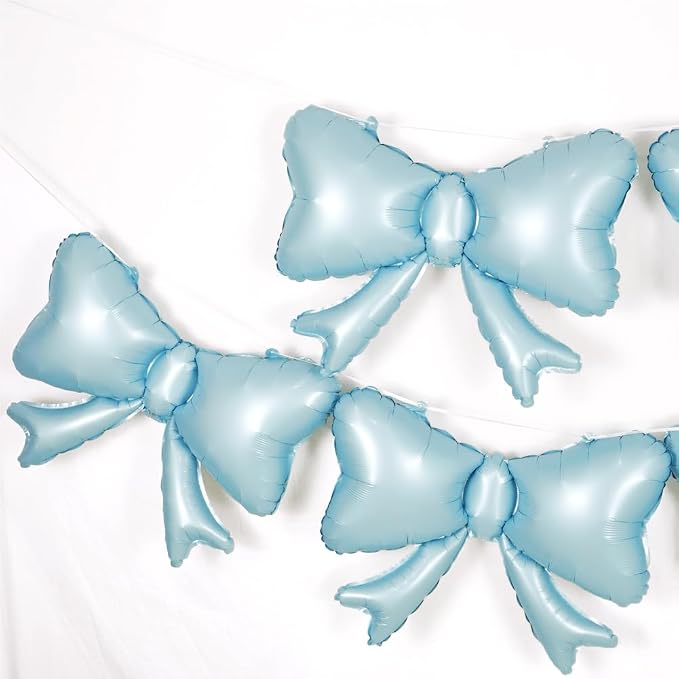 6 Pieces Bow Balloons, Big Macaron Blue Bow Balloons - Image 4