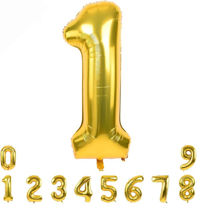 TONIFUL 40 Inch Gold Number 1 Balloons Large Foil 1st Birthday Decorations | by TONIFUL