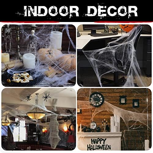 800 sqft Halloween Spider Webs Decorations with 30 Extra Fake Spiders, Super Stretchy Cobwebs for Halloween Decor Indoor and Outdoor - Image 5
