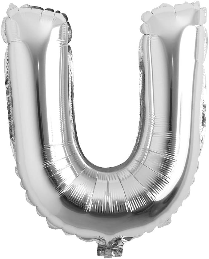 16" inch Single Silver Alphabet Letter number Balloons Aluminum Hanging Foil by REIANS