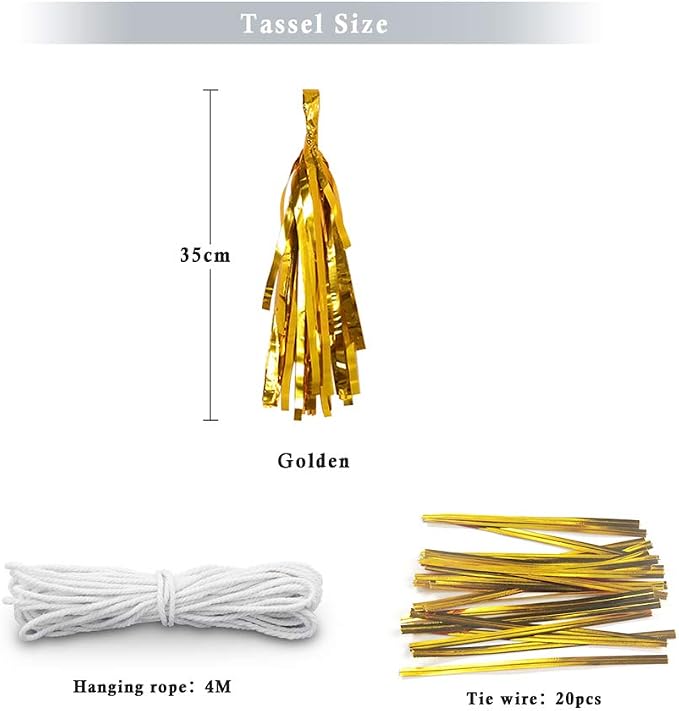 Gold Tissue Paper Tassel DIY Hanging Paper Decorations Party Garland - Image 2