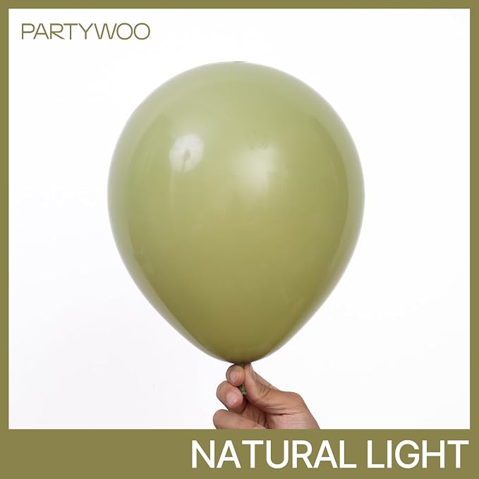 PartyWoo Sage Green Balloons 101pcs Olive Boho Green Color 12 Inch | Balloons - Image 3