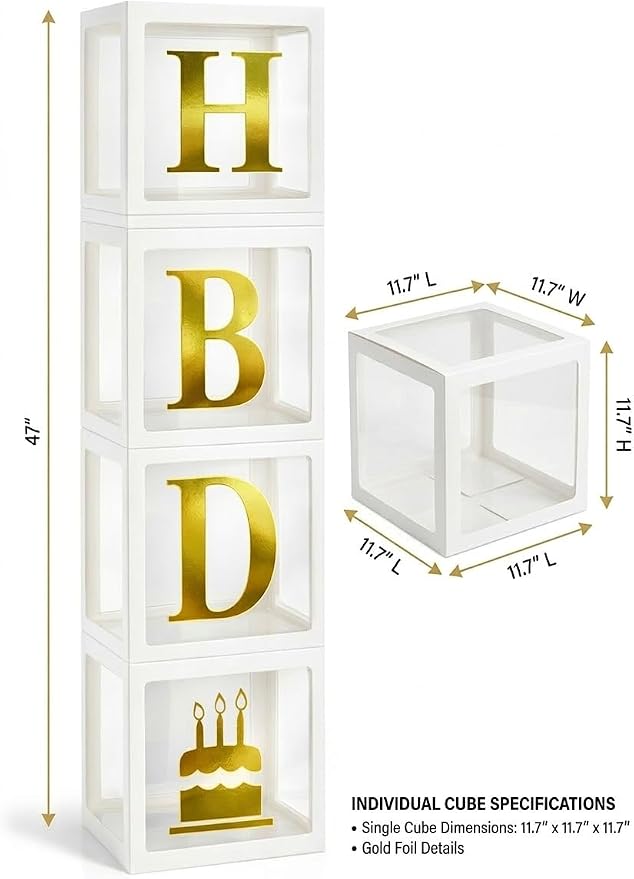 Happy Birthday Balloon Box Decoration, Fillable Birthday Balloon Boxes - Image 5