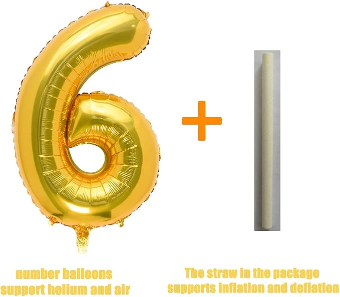 32 Inch Gold Number 6 Balloons Foil Ballon Digital Birthday Party Decoration - Image 4