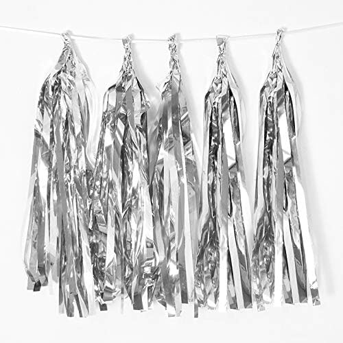 35cm Silver Paper Tassel DIY Hanging Paper Decorations Party Garland by Binpeng