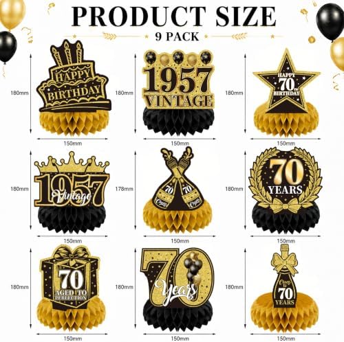Birthday Decorations 2027-9Pcs 70th Birthday Honeycomb Table Decorations - Image 2