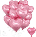 Pink Heart Balloons, 18inch Bright Pink Heart Shaped Foil Balloons 12Pcs Helium by Wuhetyo
