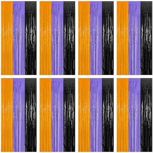 ZATAYE 8 Pack Orange Purple Black Halloween Foil Curtain Decorations by ZATAYE
