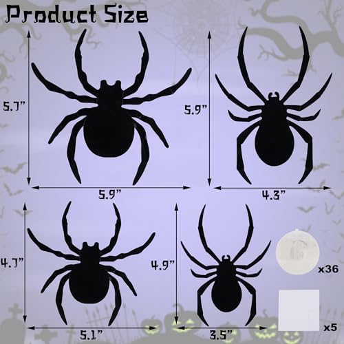 DR.DUDU 36 Pack Halloween Wall Decor Light up Spiders Window Decorations - Image 3