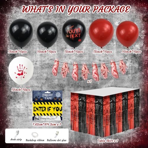 AIBIIN Black Red Halloween Bloody Horror Balloon Arch Kit Party Decorations - Image 2