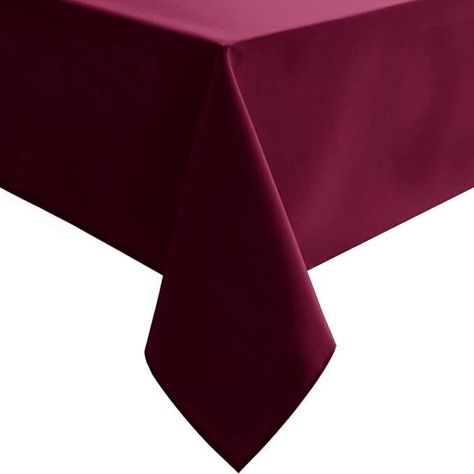 Hiasan Burgundy Square Tablecloth - Waterproof and Spillproof Washable Fabric Table Cloth for Dining Room Kitchen, 70 x 70 Inch