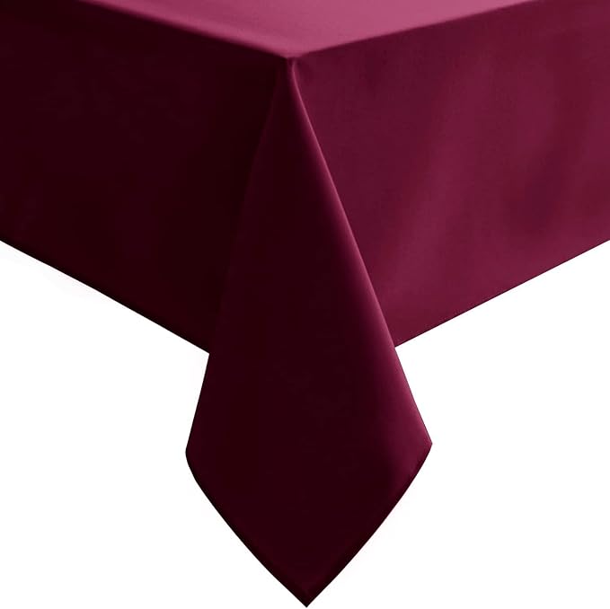 Hiasan Burgundy Tablecloth for Rectangle Tables - Waterproof and Spillproof Washable Fabric Table Cloth for Dining Room Kitchen Party, 60 x 102 Inch