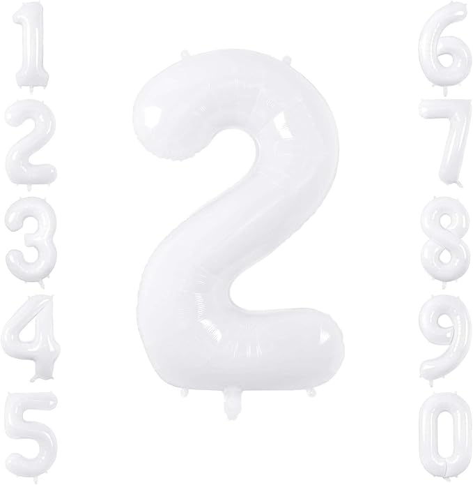 White Number 2 Balloon 40 Inch, Large Mylar Foil Two Balloon by Unknown