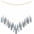 DrCor Dusty Blue Boho Macrame Garland Wall Hanging Decor | Handmade yarn banner by DrCorDreamingDecor