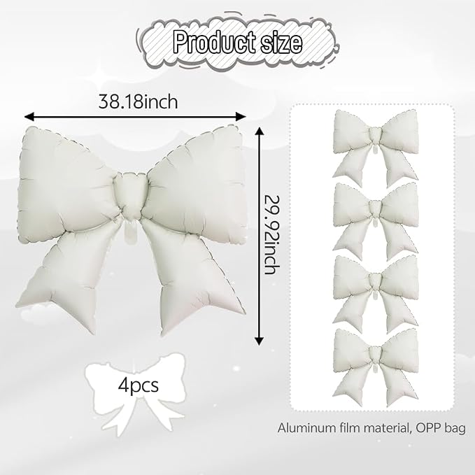 4pcs Jumbo Oversized Ribbon Balloons Coquette Bow Balloons Bow Party Coquette - Image 3