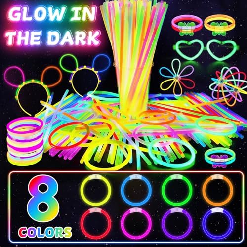 SHQDD 300 Glow Sticks Bulk Party Pack – 8" Neon Glow Sticks with Connectors, Glow in the Dark Party Supplies for Kids, Adults, Parties, Halloween & New Year - Image 2
