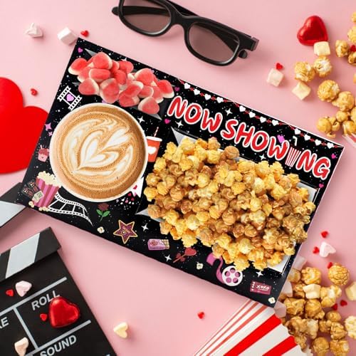 48 Pcs Valentine's Day Party Supplies - Movie Night Paper Snack Trays & Decorations - Heart Love Party Favors - Family Movie Popcorn & Drink & Candy Box - Image 4