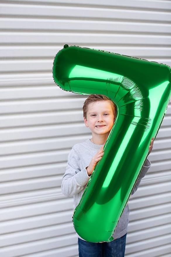 7 Balloon Numbers Party Decorations, 40In Dark Green Balloons - Image 2