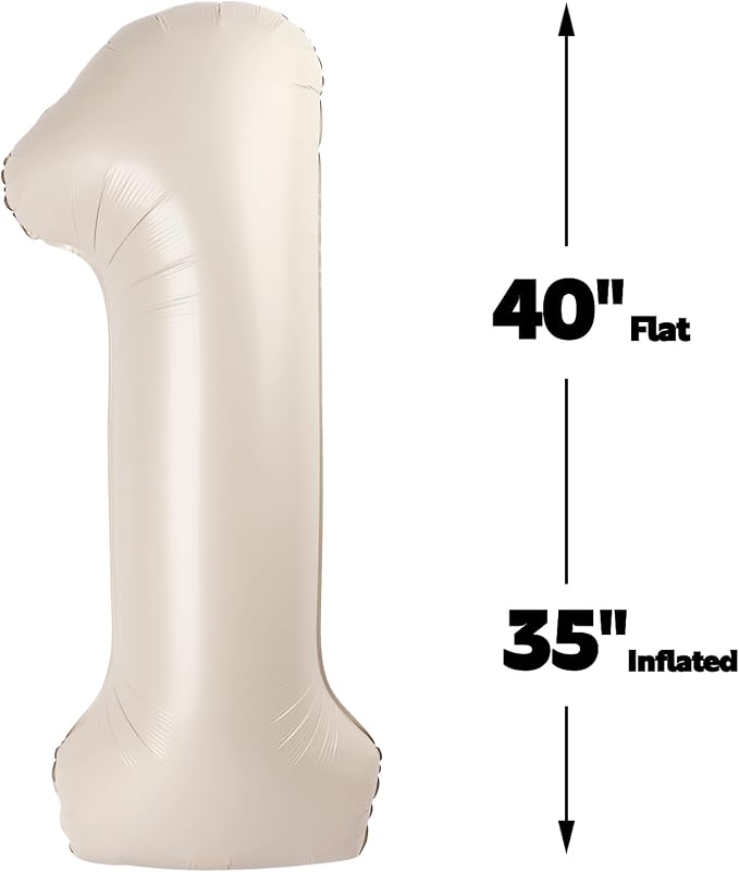 40 Inch Cream White Large Number 14 41 Birthday Balloon, Giant Number 14 41 - Image 2