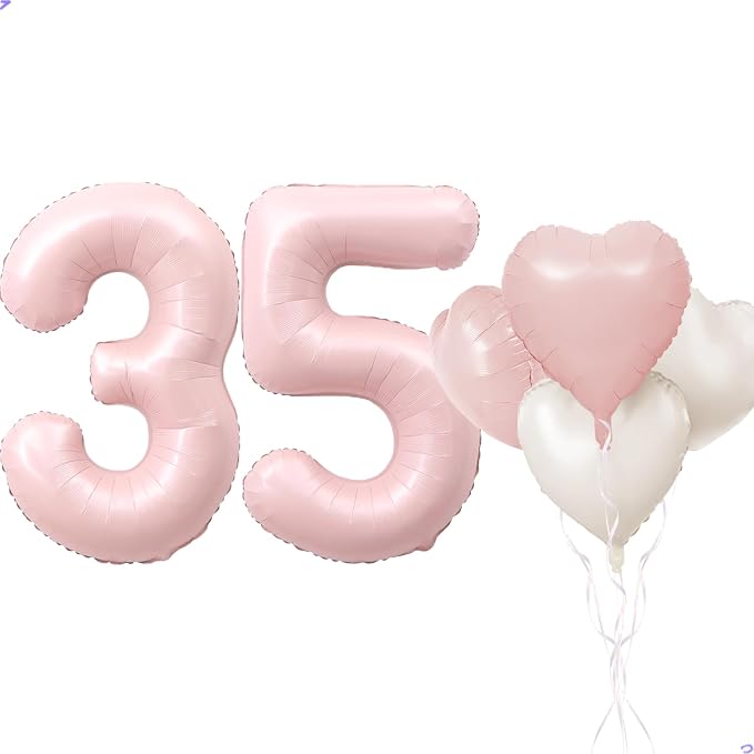 Pink 35 Balloon Number Pastel Pink 35th Birthday Party Decorations by Unknown