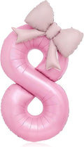 Bow Pink 8 Balloons, 40 Inch Giant Pink Bow Helium Foil Number 8 by Vsdski