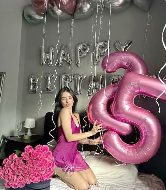 Pink Number 9 Balloon 40 inch, Balloon numbers party supplies, deco photo shoot - Image 5