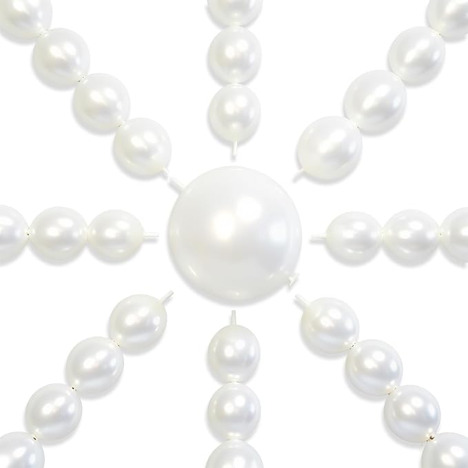 PartyWoo Pearl White Linking Balloons 100pcs 6 Inch White Link Balloons | by PartyWoo