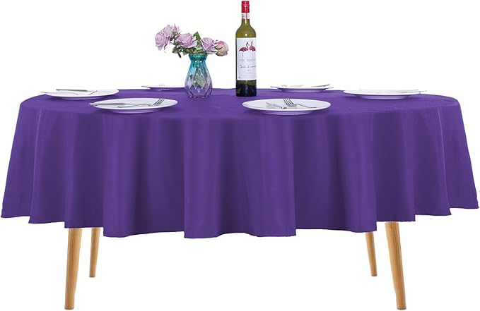 Ascoza 2pack 70 Inch Purple Round Tablecloth in Washable Polyester Fabric for Wedding/Banquet/Restaurant/Parties