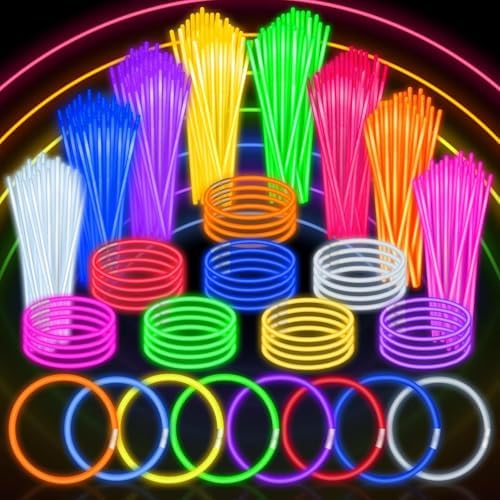 SpringFlower 100 PCS Glow Sticks Bulk Party Favors, 8" Glow in the Dark Party Supplies, Light Sticks for Party Favors Glow Necklaces and Bracelets for Kids or Adults by SpringFlower