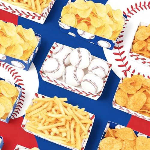 50 Pcs Baseball Party Decorations, Disposable Food Tray, 2 Designs - Image 2