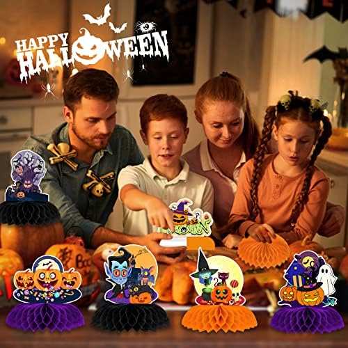 12 Pack Halloween Honeycomb Centerpieces Table Decorations,Pumpkin Ghost Witch Cat Tombstone and More Halloween Elements for Halloween Party Favors Supplies,Cute Party Home Room Table Desk Decor - Image 6