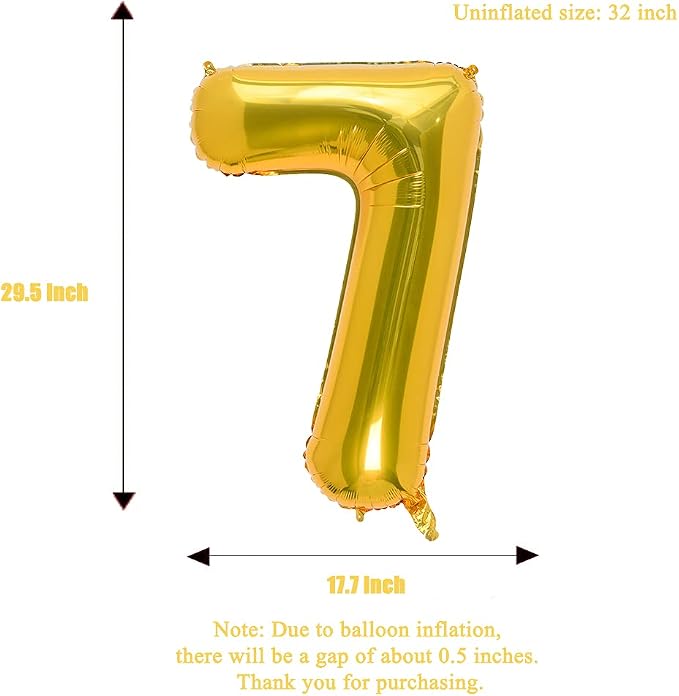 32 Inch Gold Number 7 Balloons Foil Ballon Digital Birthday Party Decoration - Image 3