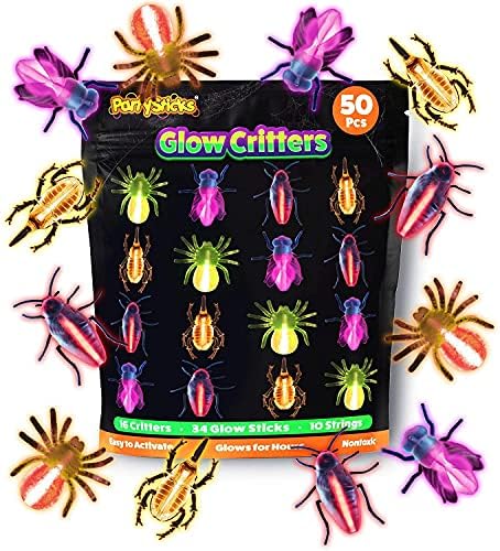 Glow Critters Halloween Toys - Glow Sticks Party Favors - Glow in The Dark Party Supplies - 50 Count by PartySticks