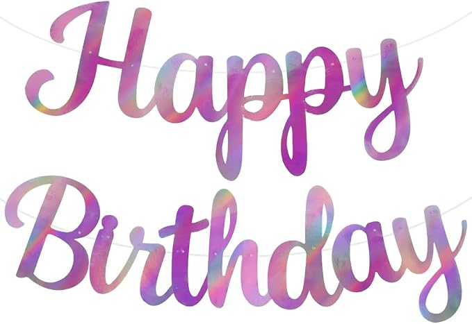 BEISHIDA Double-Sided Rainbow Purple Happy Birthday Banner by Beishida