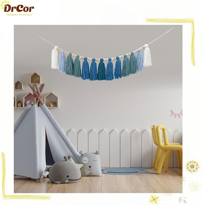 DrCor Ombre Sage & Mint Tassel Garland – Boho Decor | Eucalyptus nursery & kids - Image 4