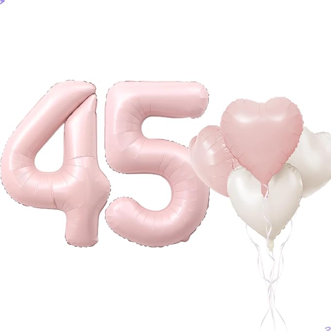 Pink 45 Balloon Number Pastel Pink 45th Birthday Party Decorations by Unknown