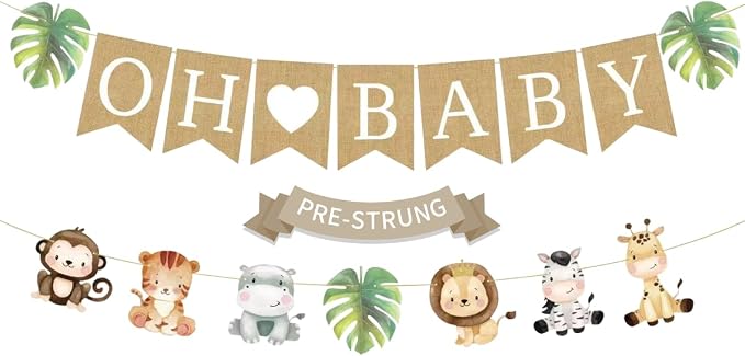 Weecent Pre-Strung 6ft Oh Baby Banner Safari Baby Shower Decorations | Burlap by Weecent