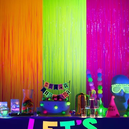 Mega‑L Glow in The Dark Halloween Party Supplies, 3 Pack Neon Backdrop - Image 5
