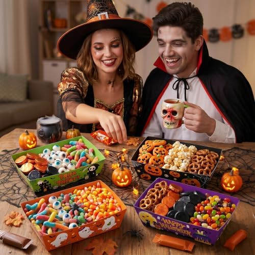 48Pcs Halloween Party Supplies, Halloween Paper Food Trays - Image 5
