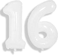 SUWEN 40 Inch White Large 16 Balloon Number Big Foil Helium Numbers 0-9 | Giant by SUWEN