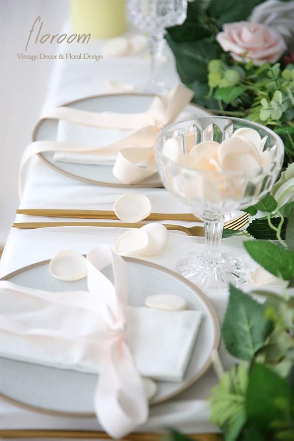 Floroom 300pcs Rose Petals Cream Faux Silk Flower Petals for Wedding Flower Girl Basket Aisle Scatter Dinner Table Centerpieces Party Confetti Bridal Shower Romantic Night Decoration
